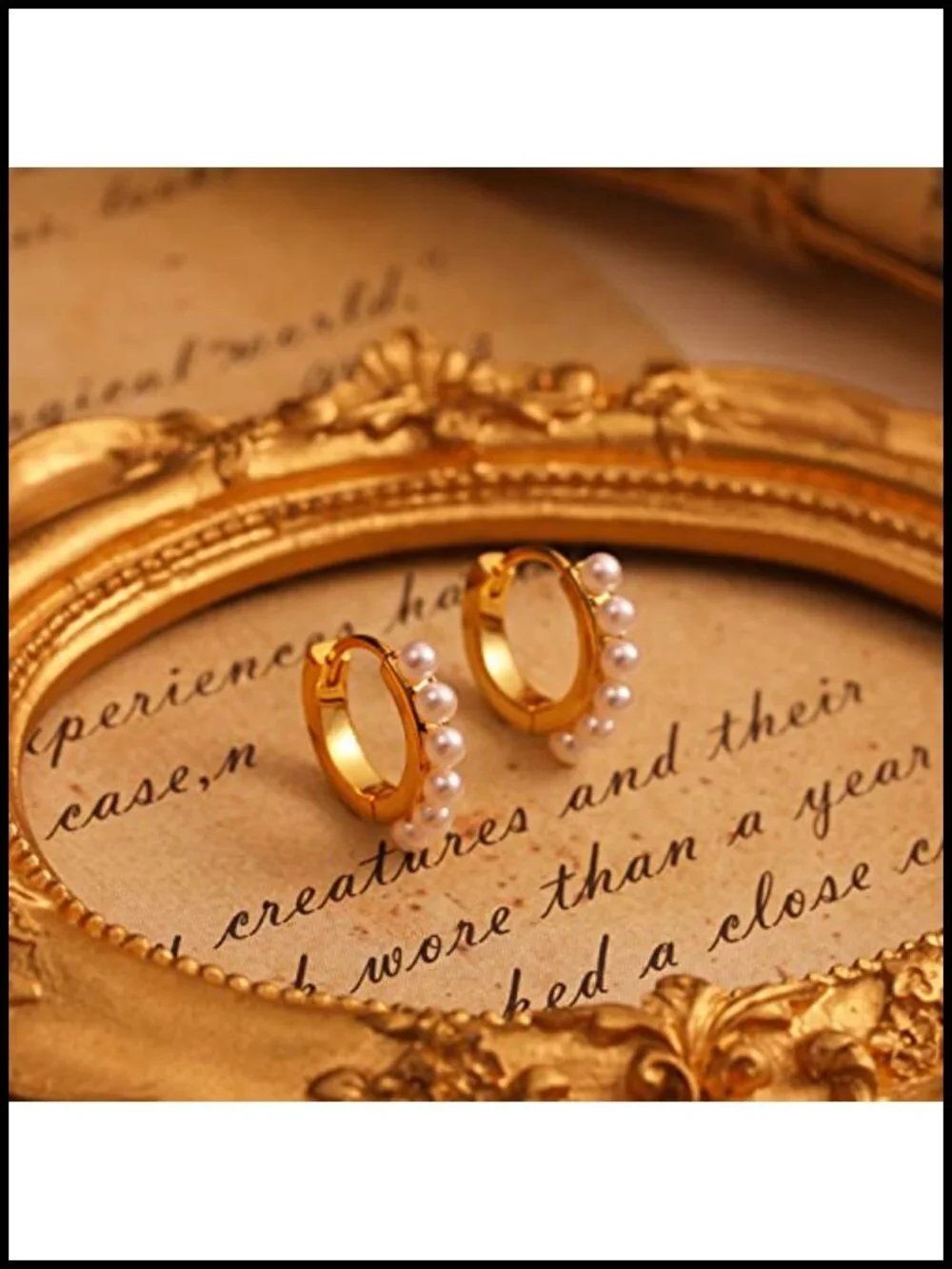 18K Gold Filled Beaded Huggie Hoop Earrings Hypoallergenic U-Shape